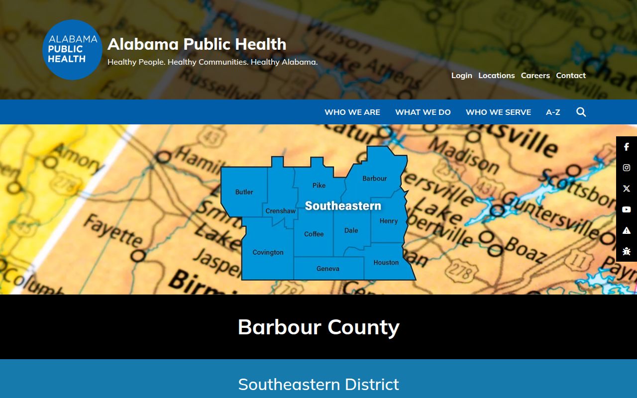 Barbour County Health Department information from the Alabama Department of Public Health website