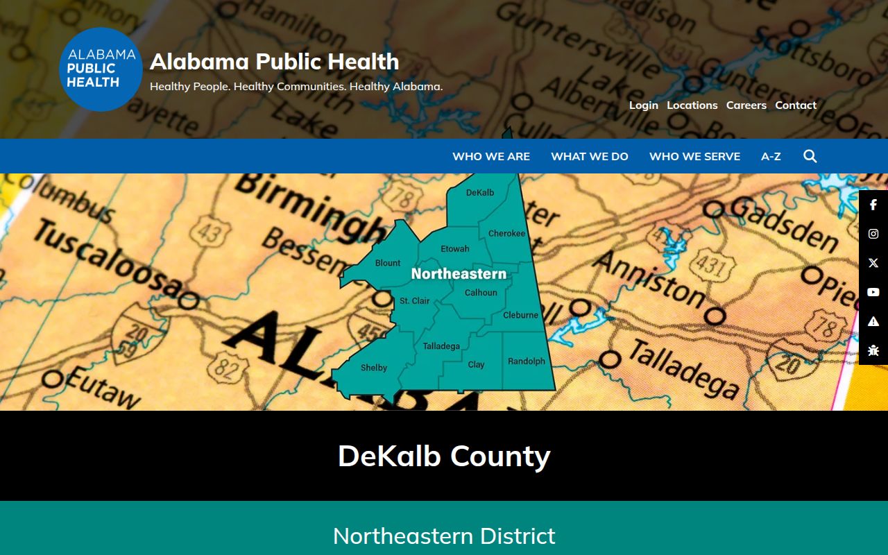 DeKalb County Health Department page on the Alabama Department of Public Health website